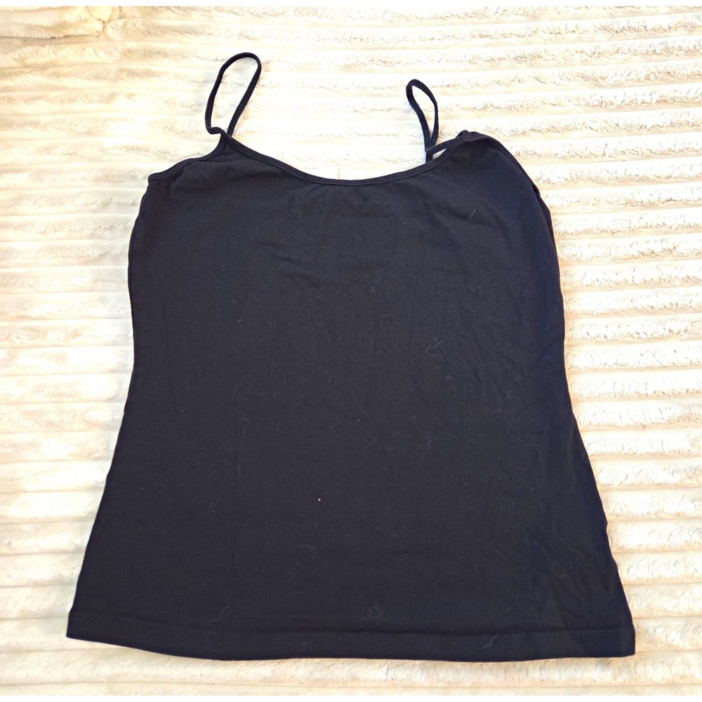 H&M Basic Black Camisole Tank Top Women's Size L Spaghetti Strap Scoop Neck
